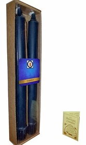 100 Percent  Pure Beeswax 10" Colonial Taper Candle Pair, Sapphire Blue  - Picture 1 of 6