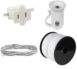 White Zip Vampire Gilbert Plugs with Matched Electrical Wire and Sockets, SPT1 - Picture 1 of 15