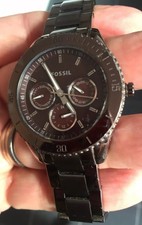 MENS FOSSIL ES-3021 STAINLESS STEEL  WATCH NEW BATTERY IN IT