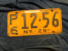 antique license plate New York 1929 P6 12-56