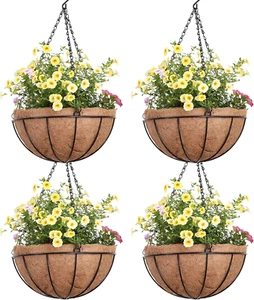 Outdoor Metal Hanging Planters Basket (4Pack, 12 Inch) Hanging Baskets for Plant - Picture 1 of 12