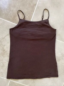 JUSTICE cotton SPANDEX camisole shelf bra brown Spaghetti Adj strap girls XL 16 - Picture 1 of 8