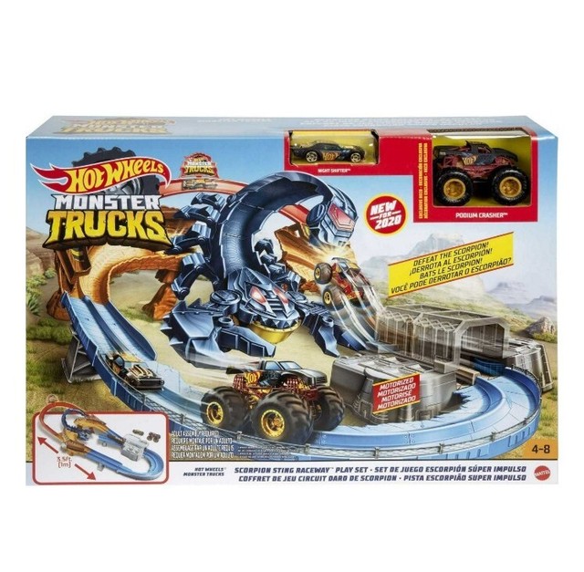 Conjunto Pista E Acessórios - Hot Wheels - Monster Trucks - Desafio Prensa  de Pneus - Mattel