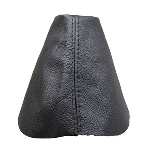 SEAT LEON MK3 (2012-2017) Cuffia Leva Cambio 100% Vera Pelle - Cuciture Nero - Picture 1 of 1