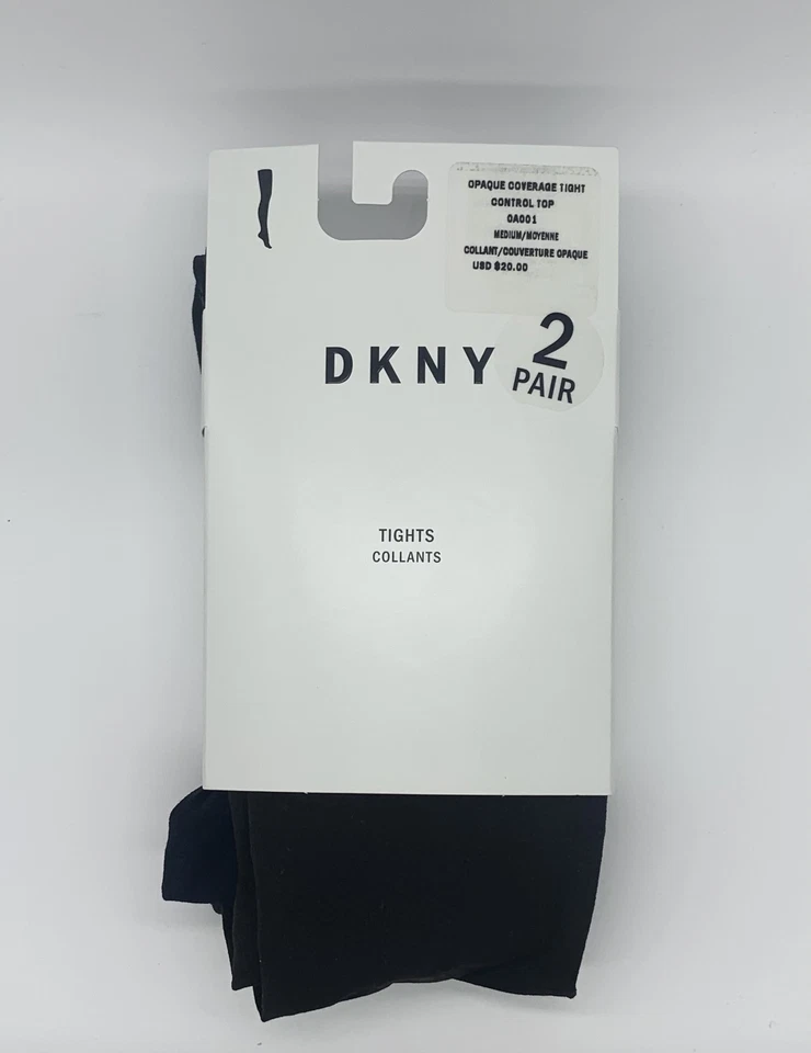 DKNY Opaque Control Top Tights 2-Pack, Medium, Brown/Black - Image 1 of 1