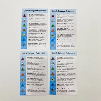 The Simpsons Scene It Reference Cards Replacement 2009 Parts Pieces Screenlife - Image 1 of 2