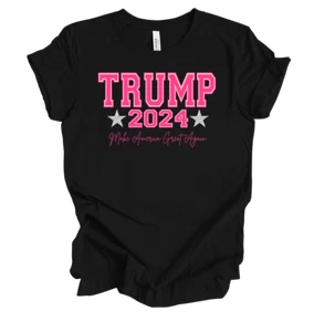 Trenz Shirt Company Womens Cute Girly Trump 2024 Cursive MAGA Short Sleeve - Picture 1 of 4