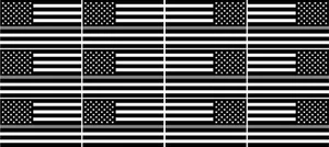 12 - 2" American Thin SILVER Line BLACK WHITE Flag Sticker Corrections RL - Picture 1 of 1