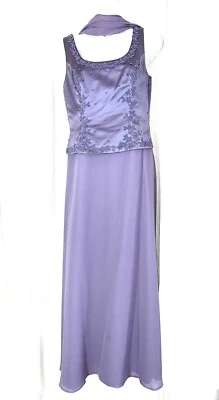 Michaelangelo Formal Púrpura Baile de graduación Dama de honor Vestido Largo Corpiño Bufanda Talla 6 Foto 1 de 4