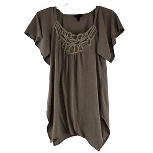 Soma Essentials Womens Pull Over Top Size S Brown Gold Trim Lounge Comfy Cozy - Picture 1 of 6