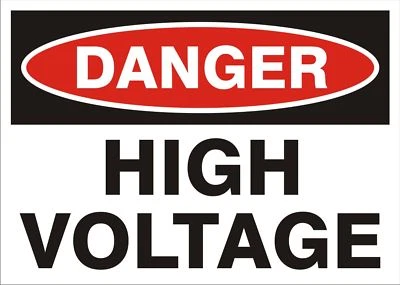 ANYTIME SIGN 5 pack DANGER HIGH VOLTAGE 2xGlue Decal 5" X 3.5" Screen Printed Outdoor Durable