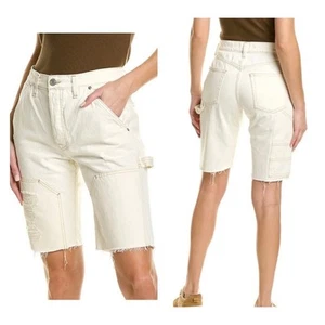 NWT Frame Le Slouch Bermuda Shorts Off White Ripped 24 - Picture 1 of 4