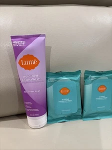 New Lume Acidified Body Wash Lavender Sage + 2 Deodorant Wipes- Control Odor - Picture 1 of 1