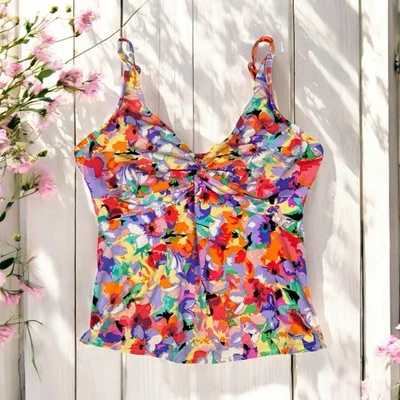 Colorido Traje de Baño Tankini Floral Top Playa Verano Bohemio Tropical Resort 12D Foto 1 de 4