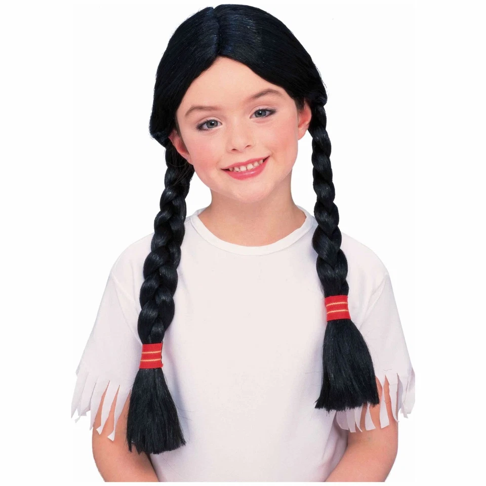 Peluca Disfraz Nativo Americano Indio Pocahontas Western Trenzado Niño Niñas Foto 1 de 1
