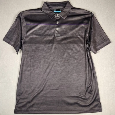 Camisa polo de golf PGA Tour manga corta gris púrpura a rayas para hombre talla grande Foto 1 de 4