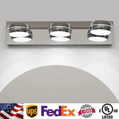 20" 3 Luces Tocador Luz Baño Espejo Cromo LED Lámpara de Pared Aplique Moderno UL Foto 1 de 4