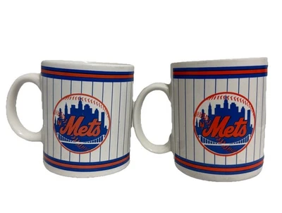 (Lot of 2) MLB New York Mets Logo White Orange Coffee Mugs - Image 1 of 4