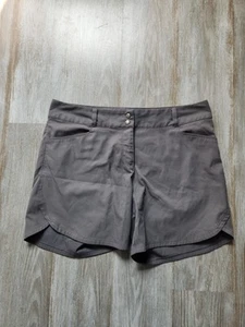 Adidas Damen grau vorne flach zwei Knöpfe Wickelsaum Sportshorts Stretch Gr. 8 - Bild 1 von 9
