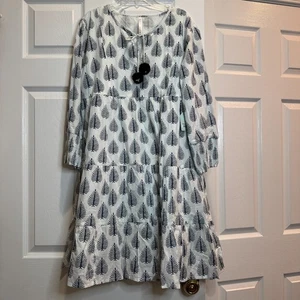 Abito donna carta fiori roccia cotone a strati boho nappe leggero taglia M - Foto 1 di 16