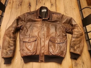 Vintage LL Bean Braun Ziegenleder Leder A2 Bomberjacke USA Motorrad Herren 44 XL - Bild 1 von 13