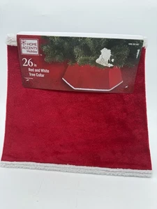 "Collar de árbol de Navidad 26"" rojo aplastado aterciopelado blanco adorno decoración Home Depot Nuevo de Lote Antiguo" - Imagen 1 de 4
