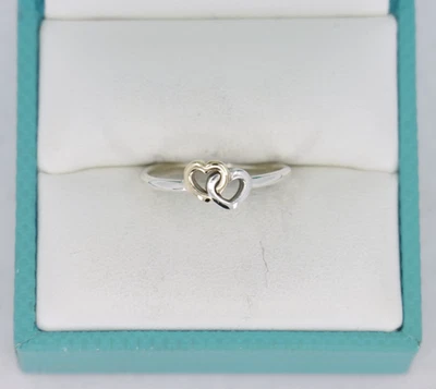 Sterling Silver & 14K Yellow Gold Authentic Pandora Heart to Heart Ring Size 7.5 - Image 1 of 4