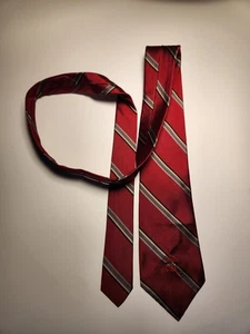 Neck Tie VTG Countess Mara 60s Striped Red Black combo CM Logo Silk 56 x 3-3/8 - Picture 1 of 5