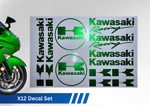 X 12 Kawasaki Decal Sticker Set - For Motorcycle, Bike Helmets - sheet of decals