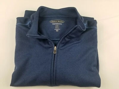 PEBBLE BEACH Men`s 1/4 zip pullover Mock Neck  shirt Navy  Logo Size XL   #3478 - Image 1 of 4