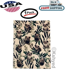 Molly & Rex Spiral Notebook, Koala Pattern (1 Pack), College Ruled with Folder - Picture 1 of 8