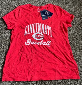 NEW Cincinnati Reds Women's V-Neck T-Shirt (Large) Fanatics MLB Apparel - Picture 1 of 2