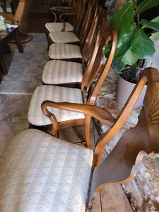Set Of 6 HENKEL HARRIS Black Cherrywood Dining Room Table And Chairs - Picture 1 of 21