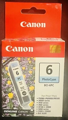 (1) Canon BCI-6PC Photo Cyan Ink Cartridge Genuine New 4709A003 Expired - Image 1 of 4