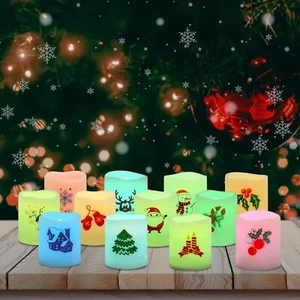 Christmas Flameless LED Votive Candles - 12 Pack Color Changing Batteries Incl. - Picture 1 of 2