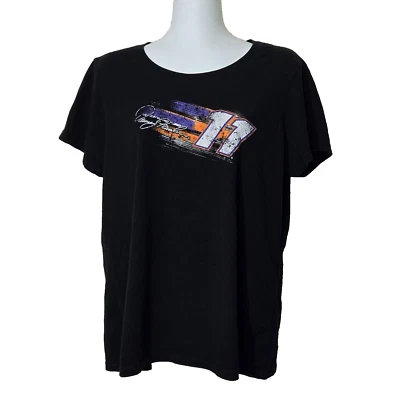 Camisa NASCAR Denny Hamlin #11 feminina 2XL preta Joe Gibbs corrida 2 lados - Imagem 1 de 4