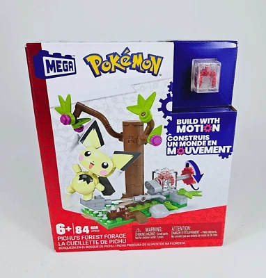 Pokemon Pichu's Forest Forage Mattel Mega Blok Set Build with Motion 84pc New - Image 1 of 4