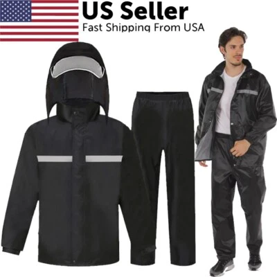 Trajes de lluvia para hombres mujeres Chaquetas Pantalón Equipo Impermeable Moto Hivis Foto 1 de 4
