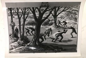 Original 8 x10 Glossy Photo of C.1950 Skaters Oil Painting by Henry Gasser - Picture 1 of 5