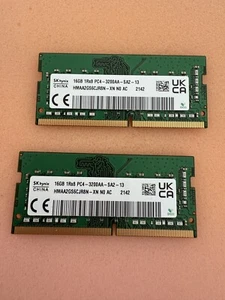 Lot of 2- SK Hynix 32GB (2x16GB) 1Rx8 PC4-3200AA-SA2-13 3200Mhz HMAA2GS6CJR8N-XN - Afbeelding 1 van 2