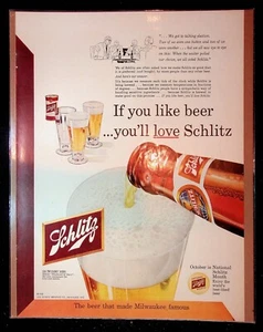 1952 Schlitz Beer "If You Like Beer, You'll Love Schlitz" Photo Vintage Print Ad - Picture 1 of 1