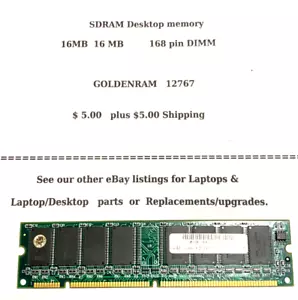 SDRAM Desktop memory 16MB 16 MB 168 pin DIMM GOLDENRAM 12767 - Picture 1 of 2