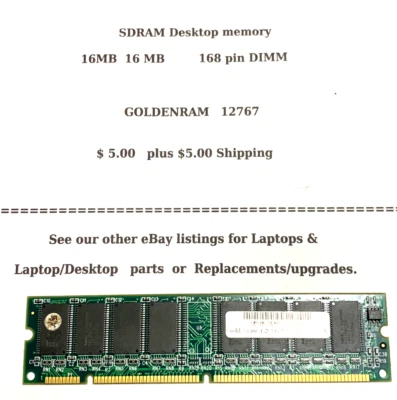 SDRAM Desktop memory 16MB 16 MB  168 pin DIMM    GOLDENRAM 12767 - Image 1 of 2