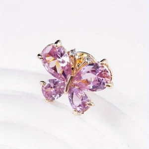 Fashion Butterfly Pink Zircon Broache for Women Jewelry Crystal Pin Shawl Button - Picture 1 of 4