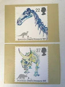 Royal Mail Postcard 1991 Dinosaurs Iguanodon Triceratops Dinosauria 1841 AN - Picture 1 of 4