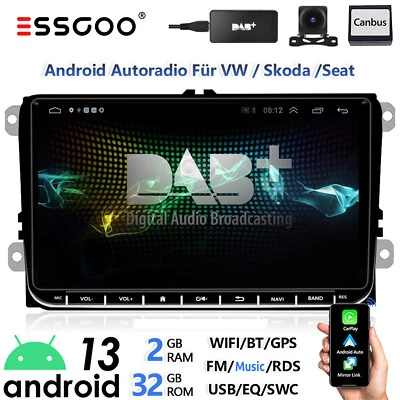 DAB+ 9" Android Autoradio Carplay GPS Für VW Golf 5 6 Polo 6R Touran Tiguan Navi - Bild 1 von 4