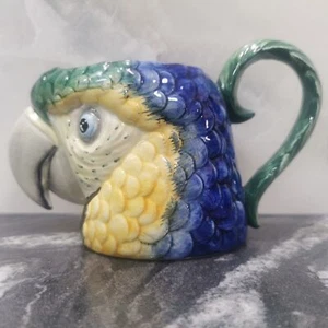 Fitz and Floyd Multicolour Parrot Bird Cup Mug Vintage 1991 Ceramic Rain Forest - Picture 1 of 7