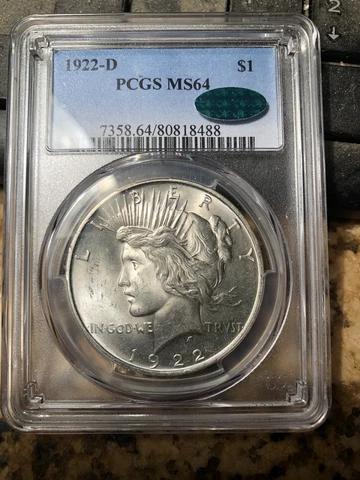 PCGS 1922-D Peace Dollar MS64 CAC Nice And White Cover