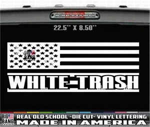 BANDERA DE BASURA BLANCA EE. UU. Calcomanía de vinilo pegatina SUV coche camión ventana Country Pride - Imagen 1 de 4