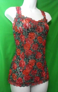 NEW HANKY PANKY 9Z4256 ROSES ARE RED FLORAL MADE IN USA LACE CAMISOLE M - Picture 1 of 1